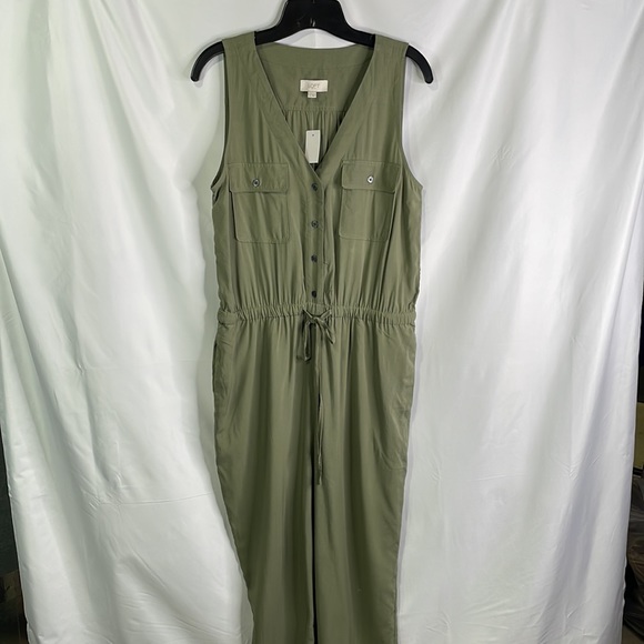 NWT Loft outlet green sleeveless jumpsuit - Picture 2 of 5